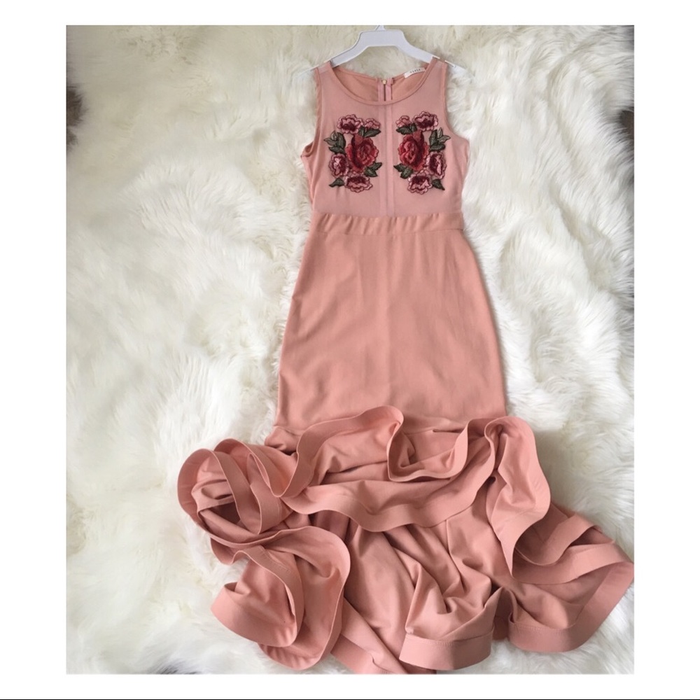 😍 LAST ONE peach flower midi mermaid dress - Picture 3 of 4